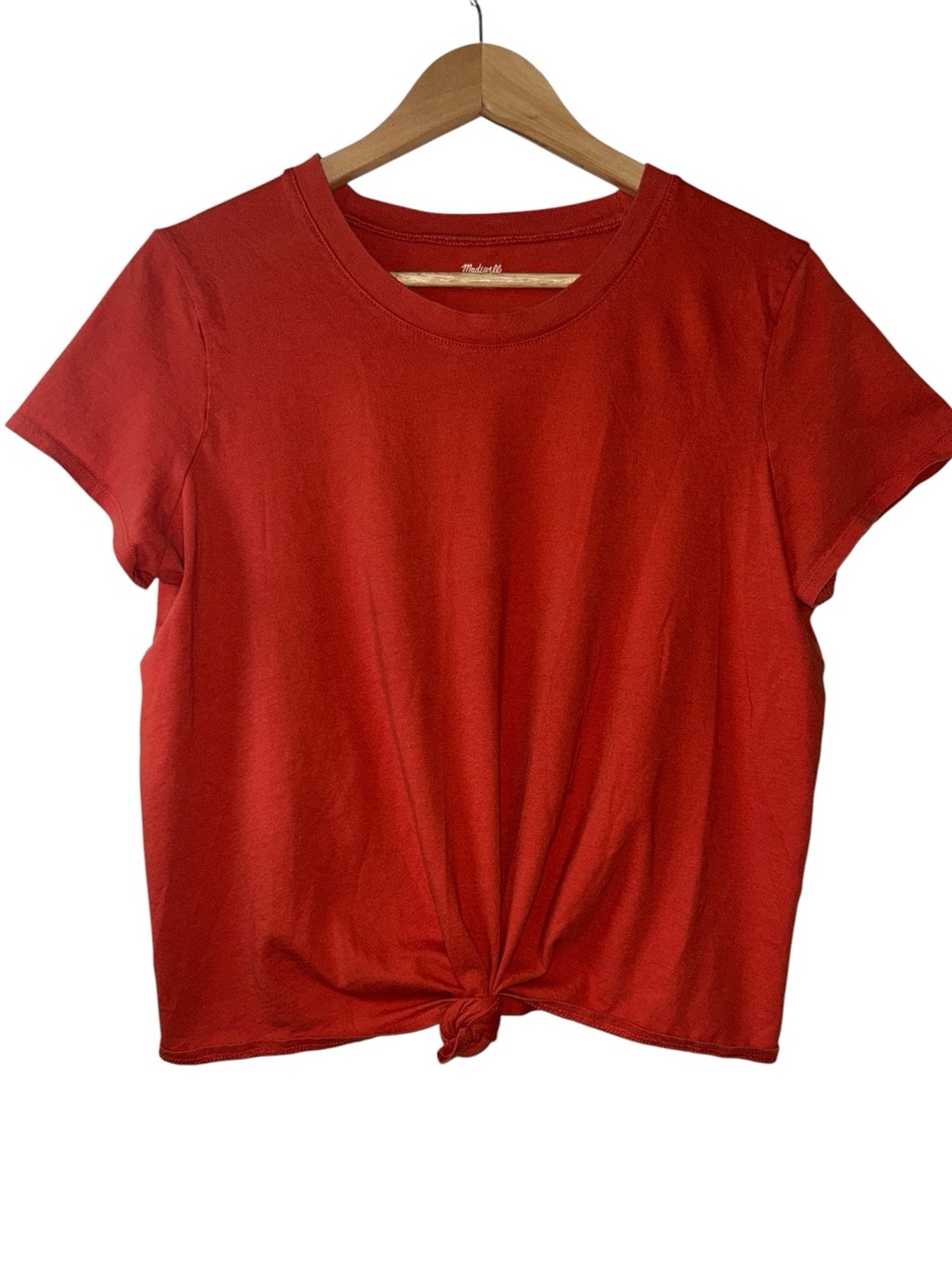 Madewell Modern Minimalist Crewneck Tee Front Knot Women’s Size Large